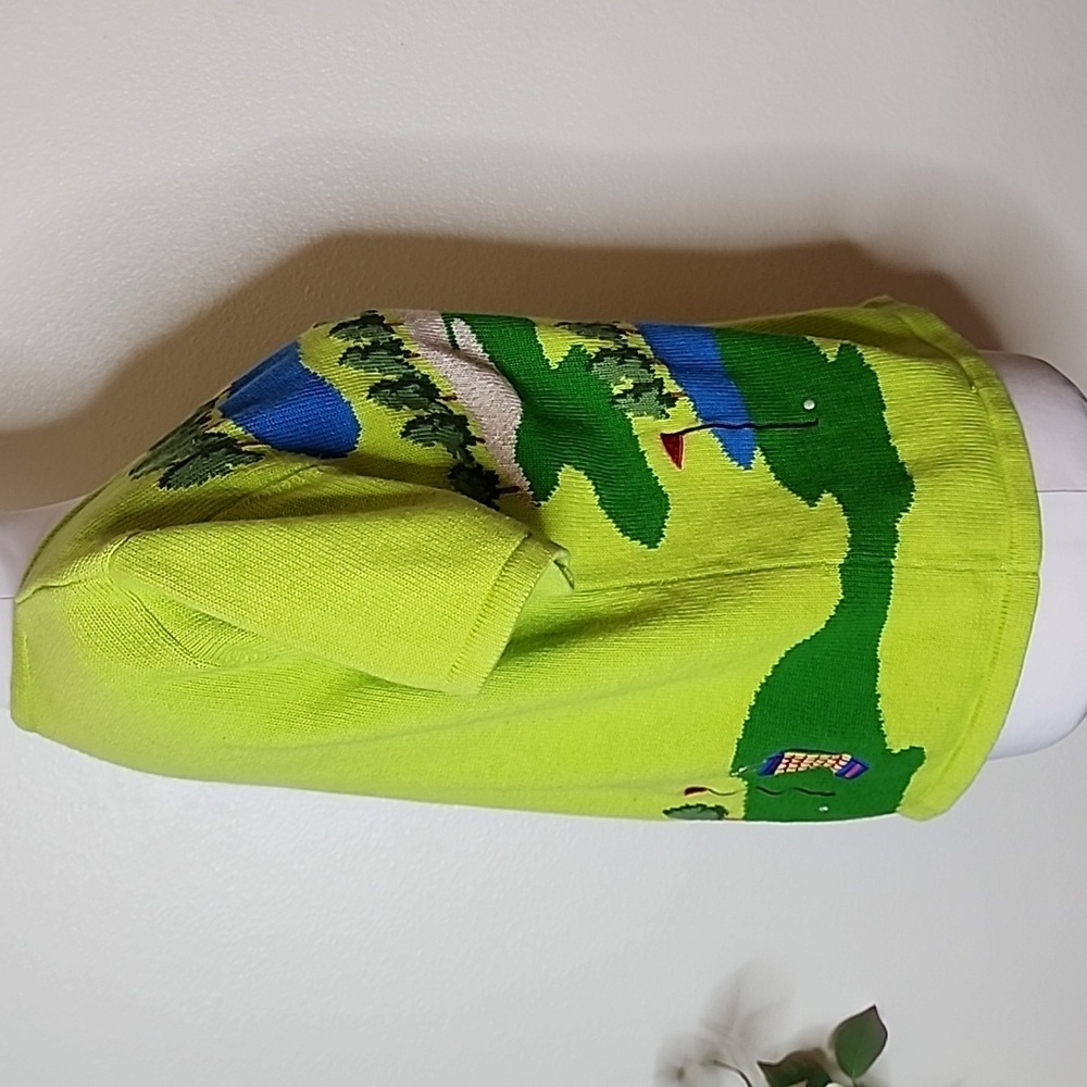 Vintage Classic Marisa Christina Green Golf Course Button Down Sweater Graphic - Picture 10 of 14